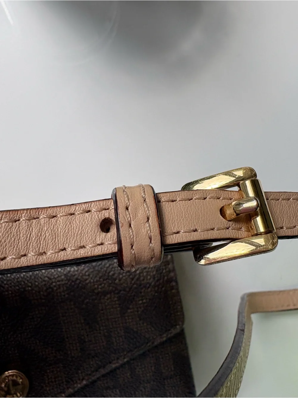 Michael Kors Signature MK Wallet on Chain Envelope Crossbody/Clutch Brown Gold